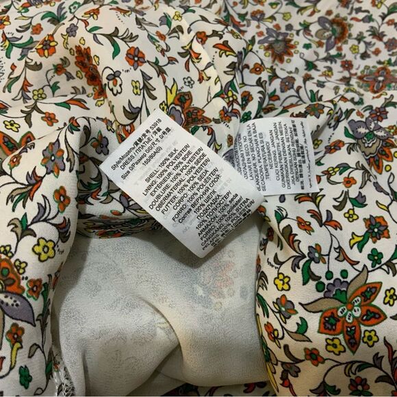 TORY BURCH Ivory Paisley Printed Ruffle Maxi Long Silk Dress 3/4 Sleeves NWOT - Picture 9 of 9